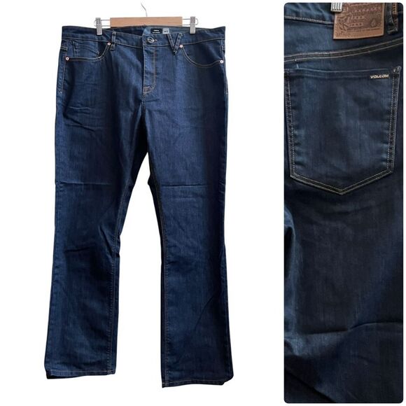 Volcom Vorta Slim Straight Blue Stretch Jeans Tag Size 40 Style A1902005 - Picture 1 of 13
